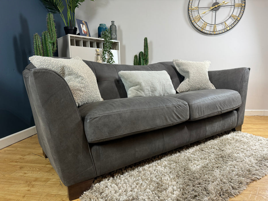 Bartello Leather 3 Seater - Character Charcoal  (WA2)