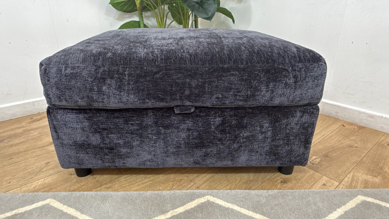 Sofology Bellagio Fabric Storage Footstool Feather Flex Filling in Chunky Luxe Chenille Ink