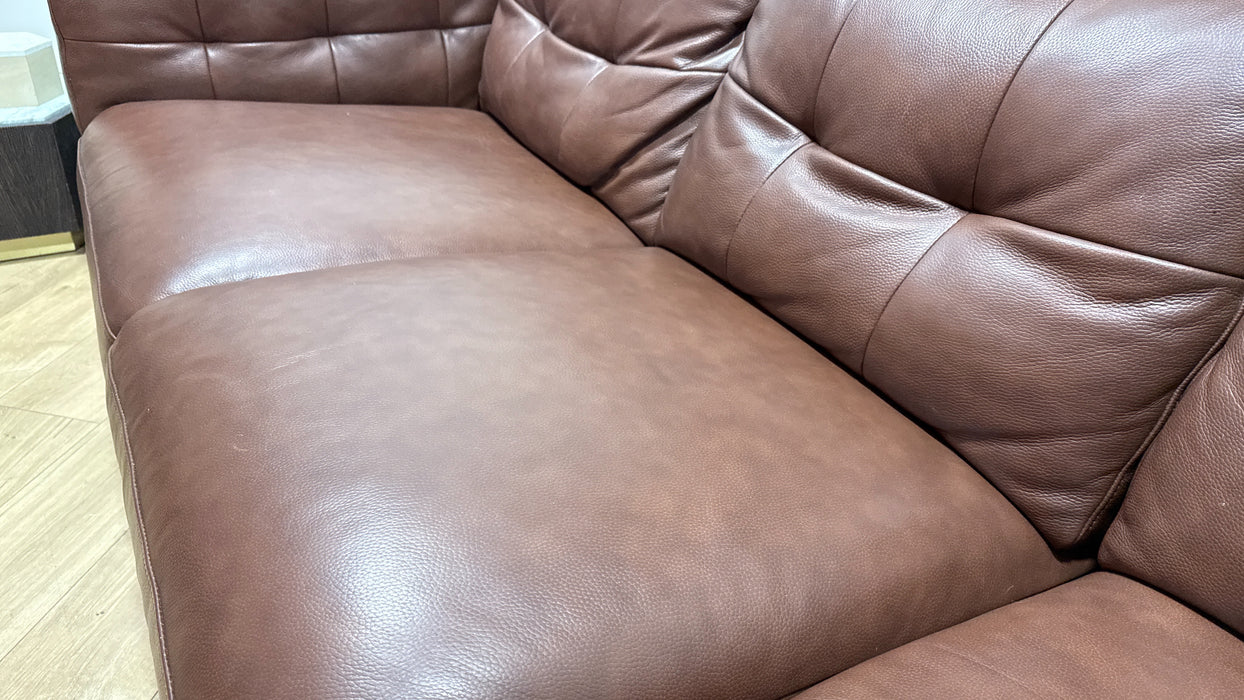Sofology Muse Leather 3 Seater Power Recliner Supportive Headrest in Trusty Embossed Chestnut