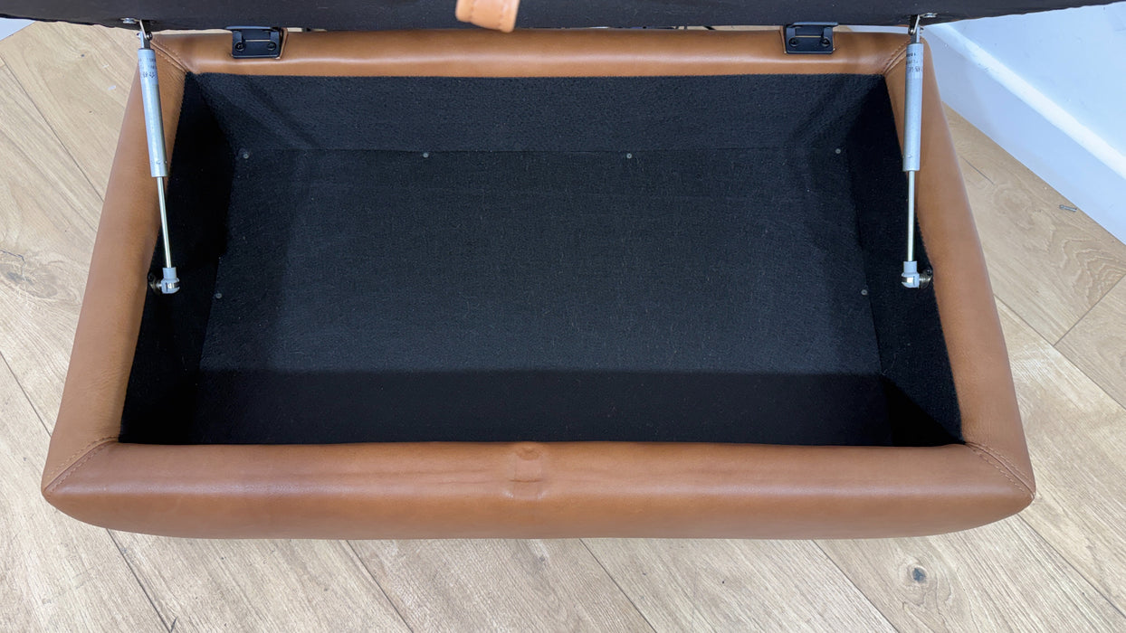 Sofology Retreat Leather Large Storage Footstool in Relaxed Soft Tan