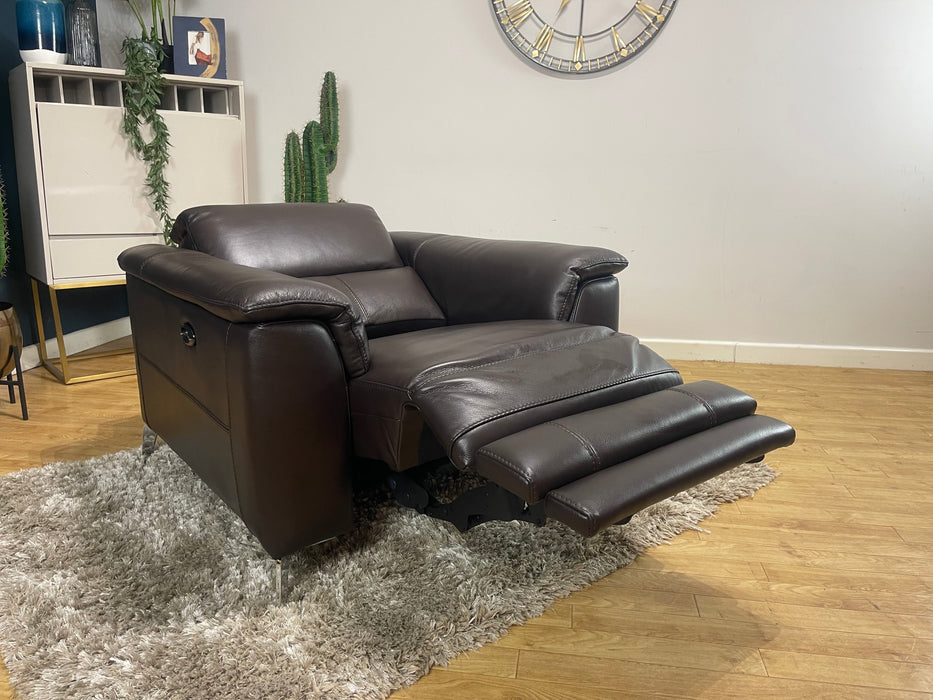 Illinois Chair Power Recliner Trusty Soft Sheen Rich Brown Leather (WA2)