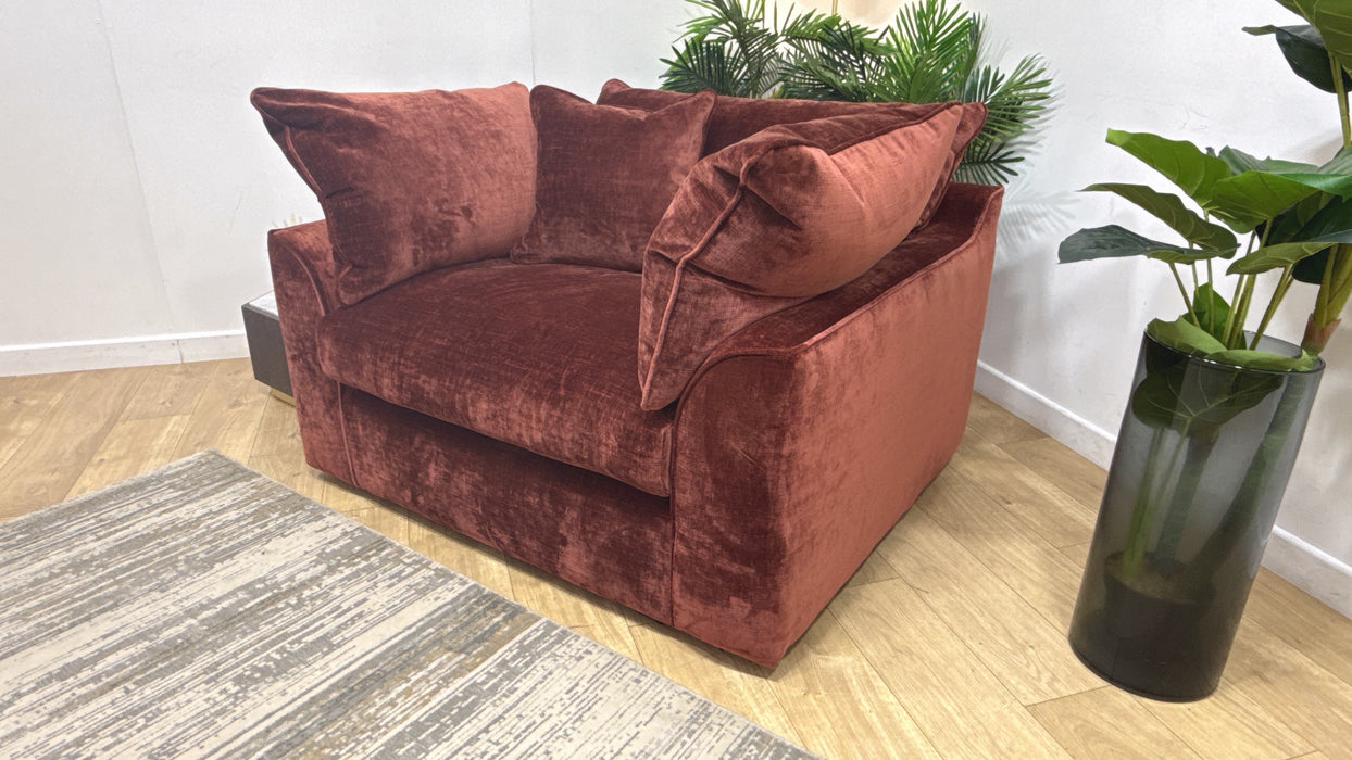 Sofology Georgio Fabric Loveseat Extra Flex Seat in Luxe Chenille Burgundy