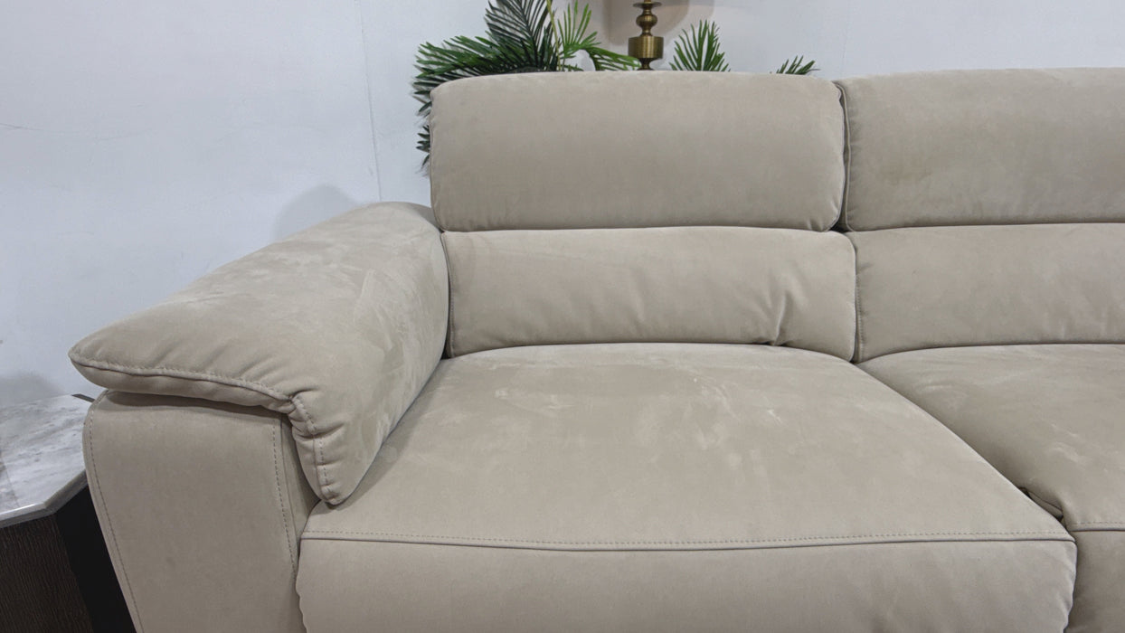 Sofology Fratelli Fabric 2.5 Seater Power Recliner/Headrest in Lifestyle Nubuck Feel Stone