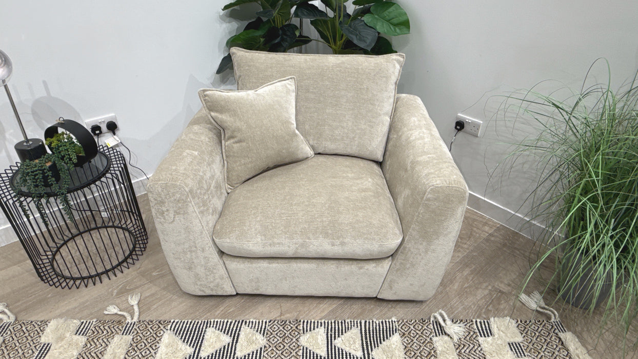 Sofology Hudson Fabric Chair in Luxury Sherpa Pebble