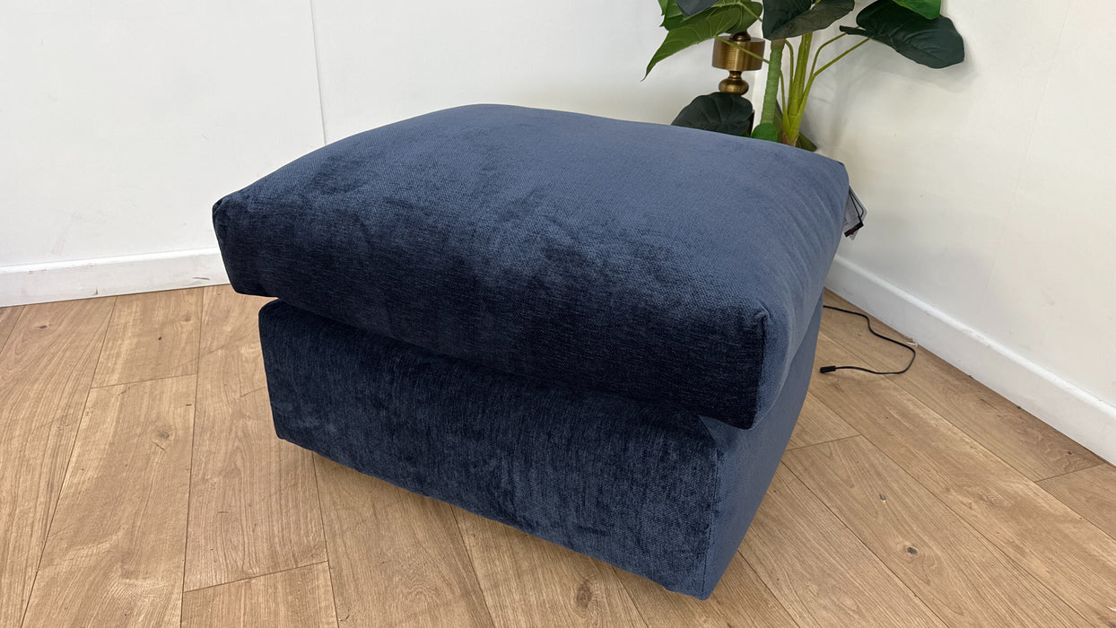Sofology Georgio Fabric Designer Extra Flex Footstool in Luxury Deep Pile Chenille Denim
