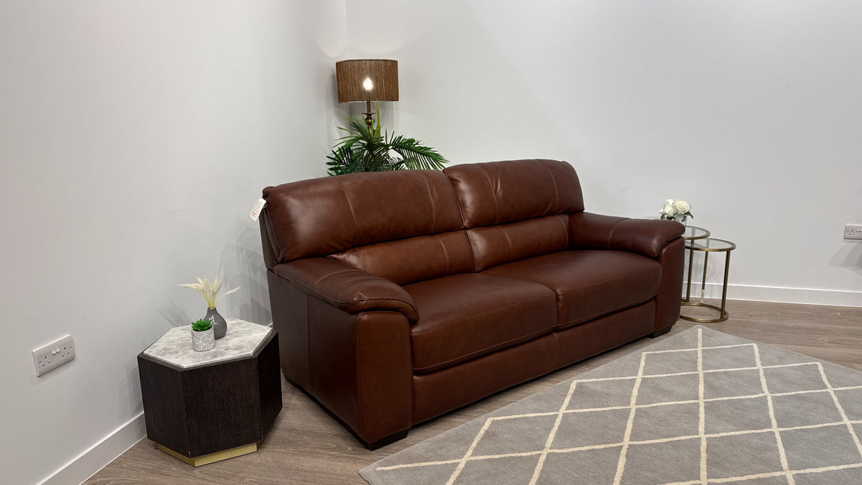 Sofology Santina Leather 3 Seater in Relaxed Soft Brown