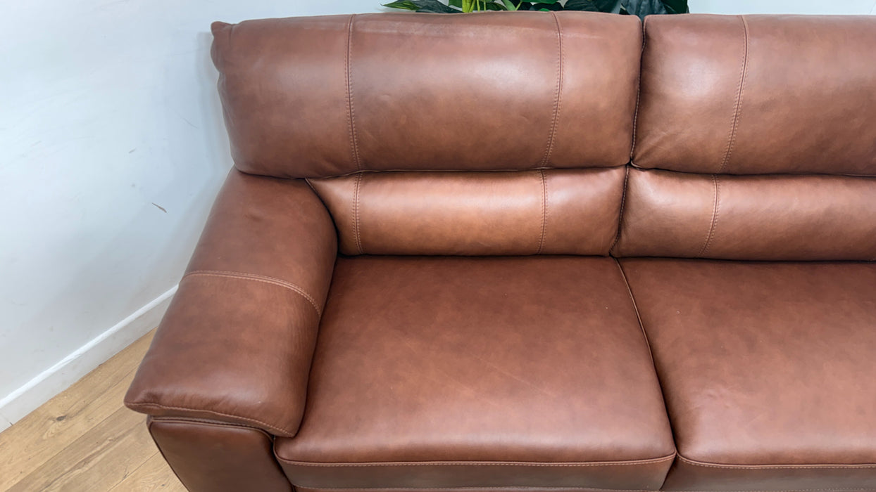 Sofology Santina Leather 3 Seater in Relaxed Soft Brown