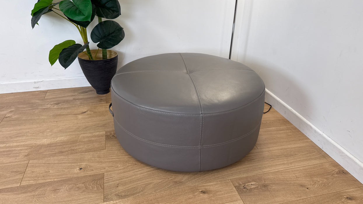 lucca - Leather Footstool  - Grey