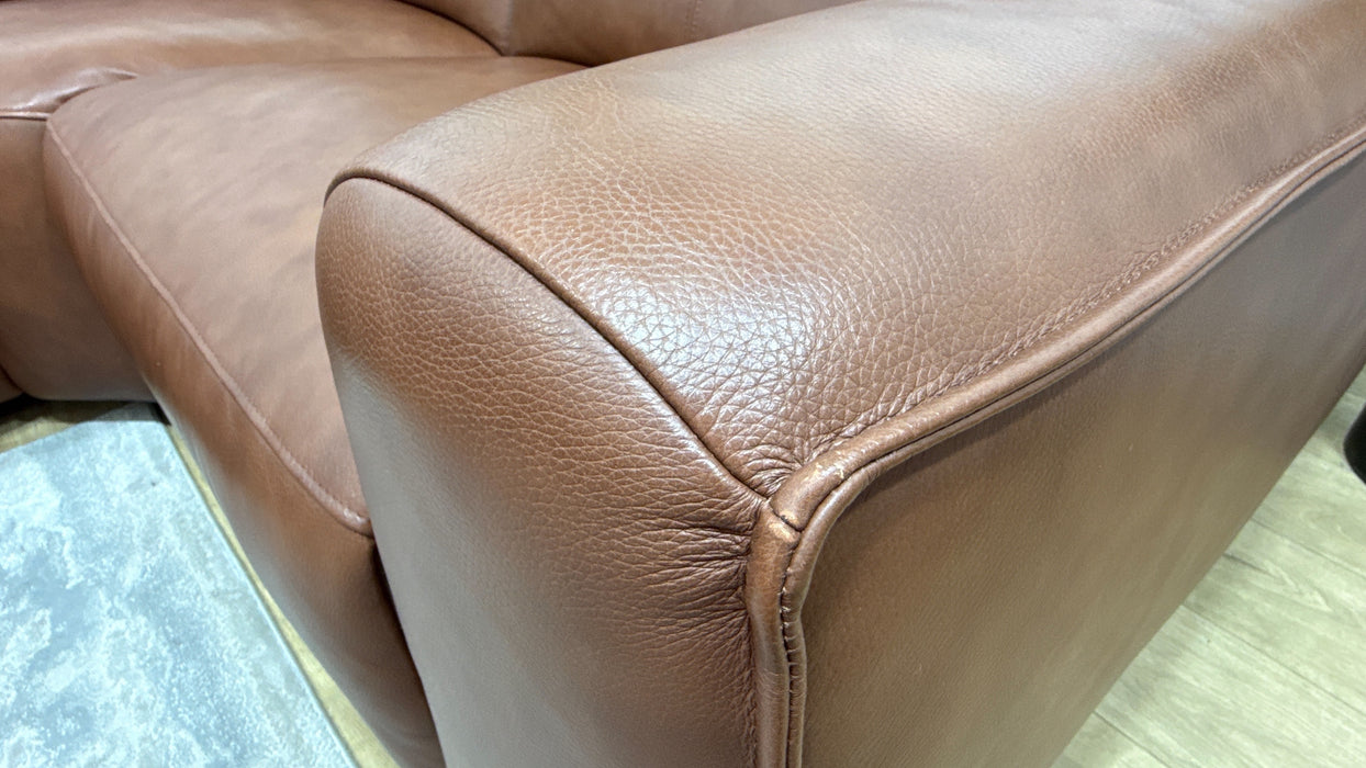 Sofology Bohemia Leather 3 Corner 1.5 Power Recliner/Headrest in Trusty Embossed Cognac