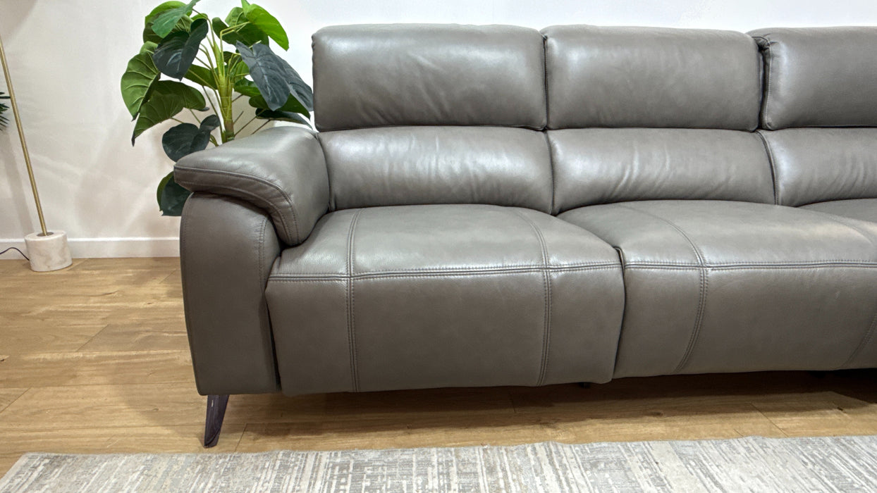 Sofology Bailey Leather 3 Corner 1.5 Power Recliner in Trusty Embossed Grey
