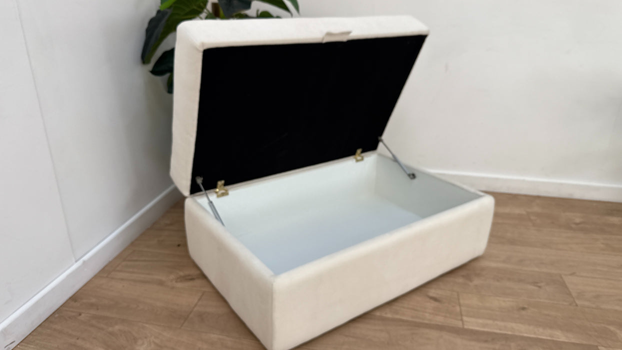 Sofology Cove Fabric Large Storage Footstool in Soft Chenille Ivory