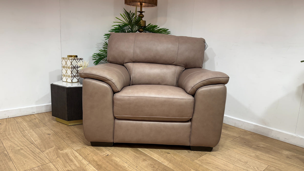 Sofology Santina Leather Chair in Relaxed Soft Stone