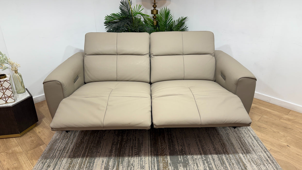 Sofology Riviera Leather 2.5 Seater Power Recliner/Headrest in Trusty Super Matt Putty