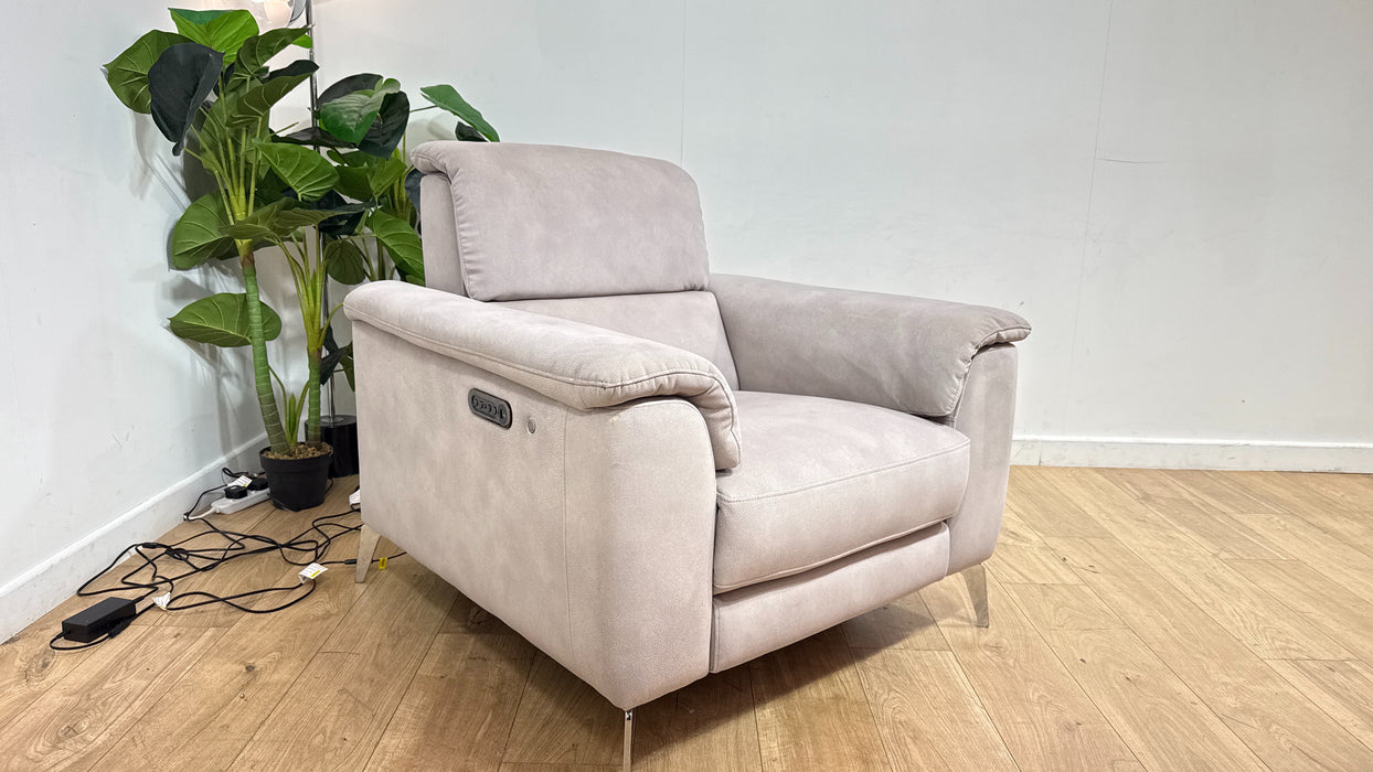 Sofology Illinois Fabric Chair Power Recliner/Headrest Heated Seat in Lifestyle Mottled Marble