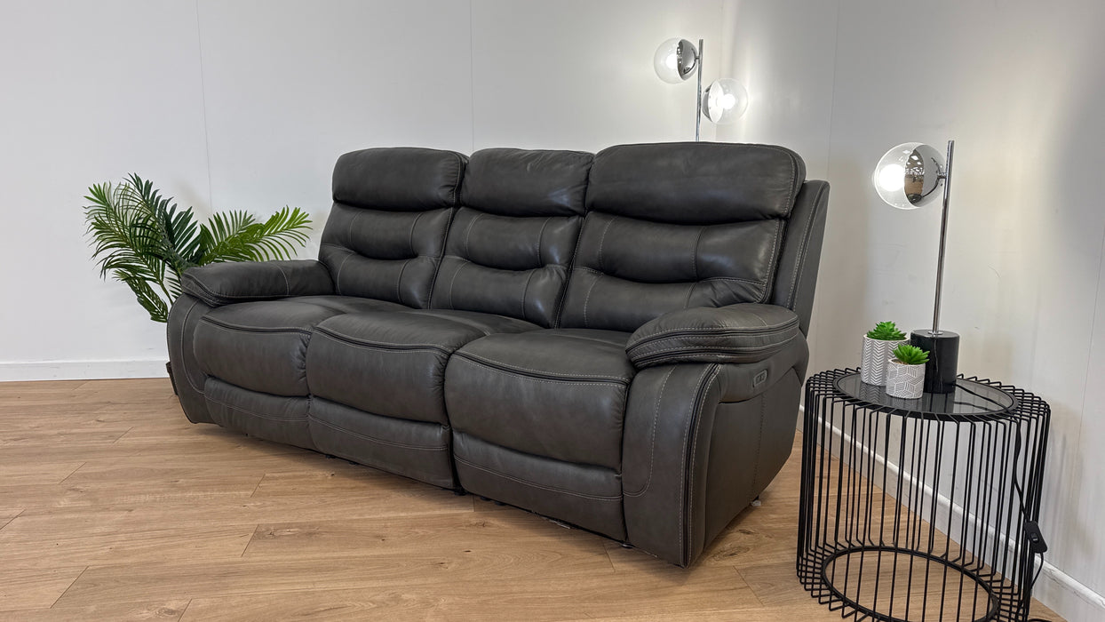 Vinson 3 Seater - Leather Power Reclining Sofa - Graphite