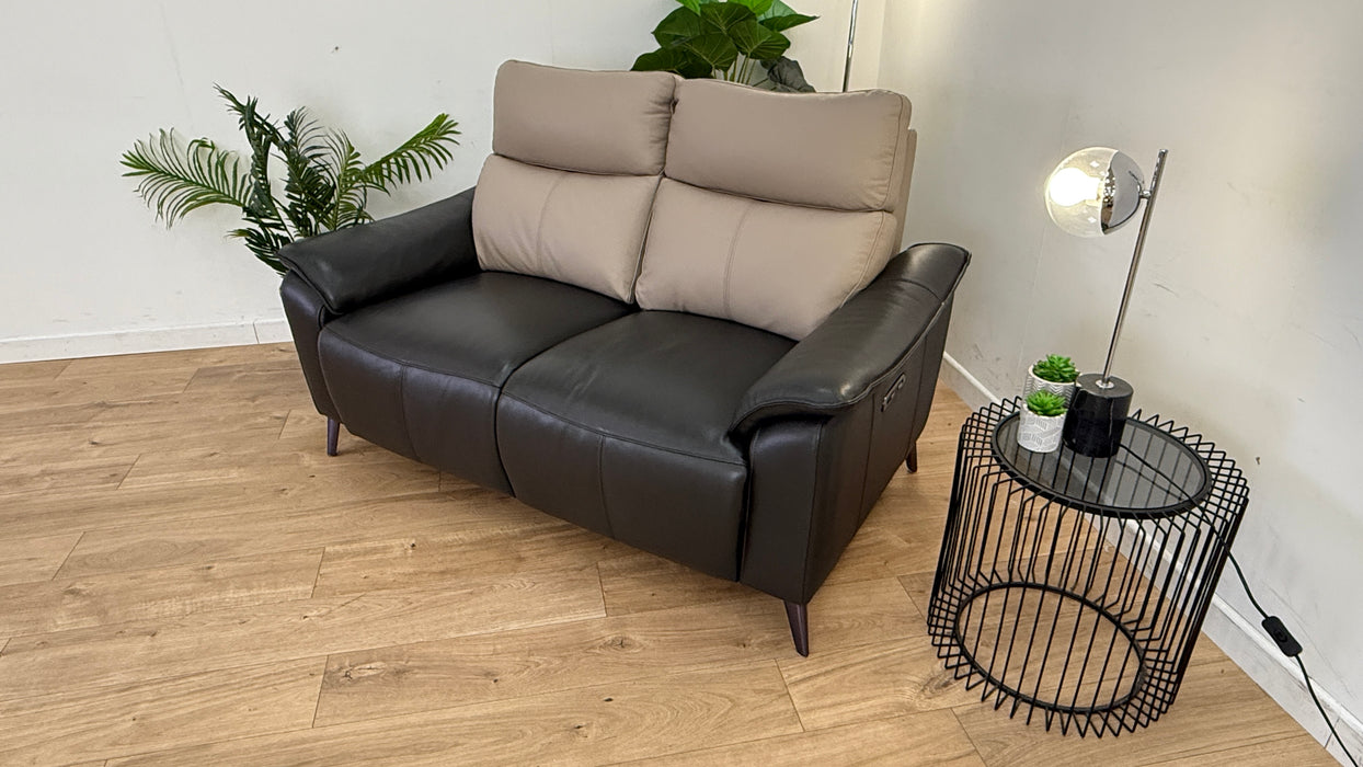 The Arlo 2 Seater Sofa - Leather  - Power Recliner - Trusty Embossed Stone