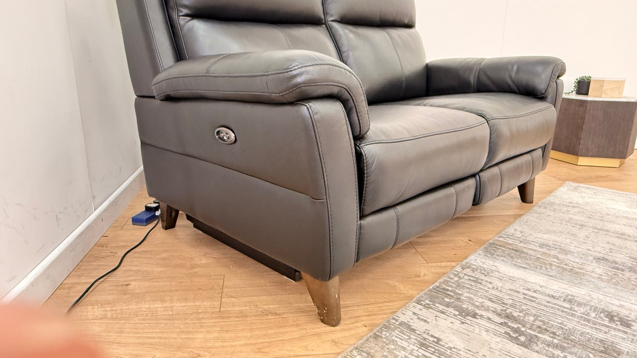 Sofology Lucca Leather 2 Seater Power Recliner in Trusty Soft Sheen Black