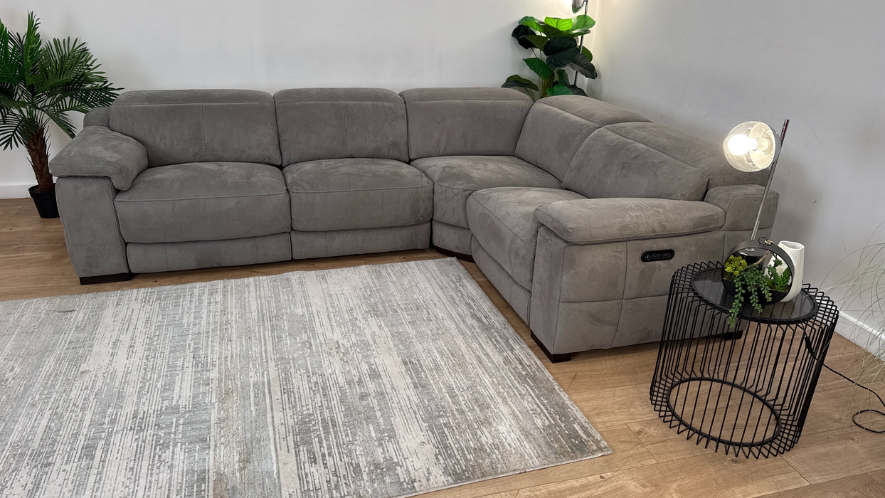 Sofology Laurence Fabric 3 Corner 1 Power Recliner/Headrest in Lifestyle Textured Charcoal