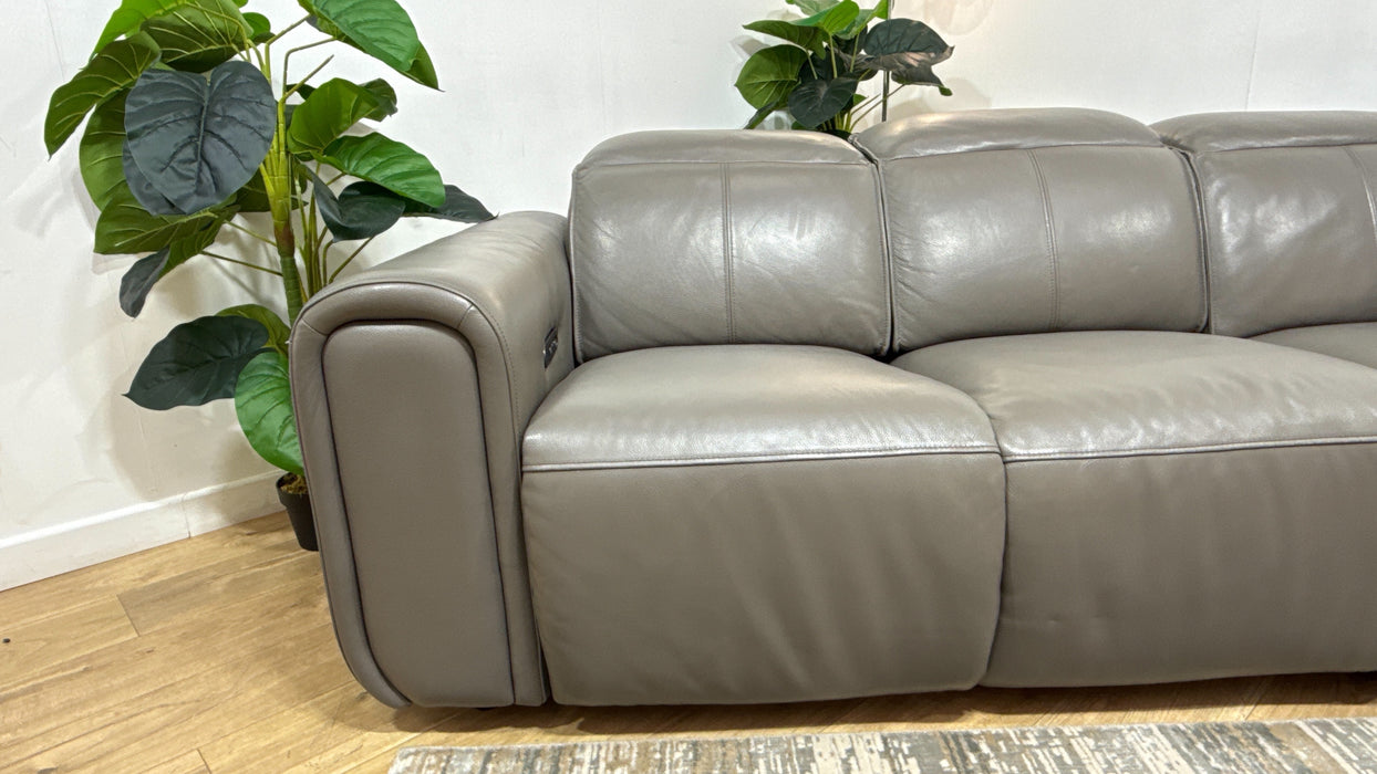 Sofology Premiere Leather 3 Seater Power Recliner/Headrest Heated Seat in Trusty Embossed Elephant