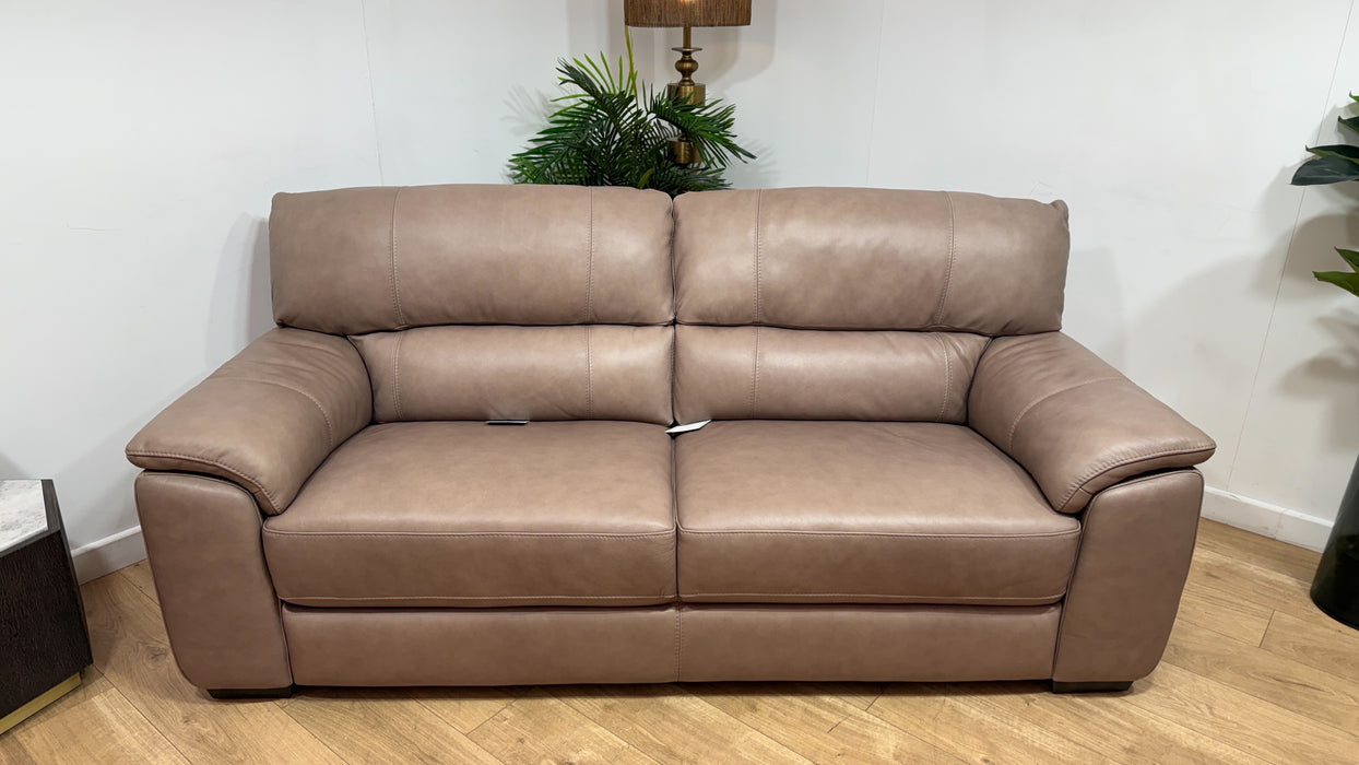 Sofology Santina Leather 3 Seater in Relaxed Soft Stone