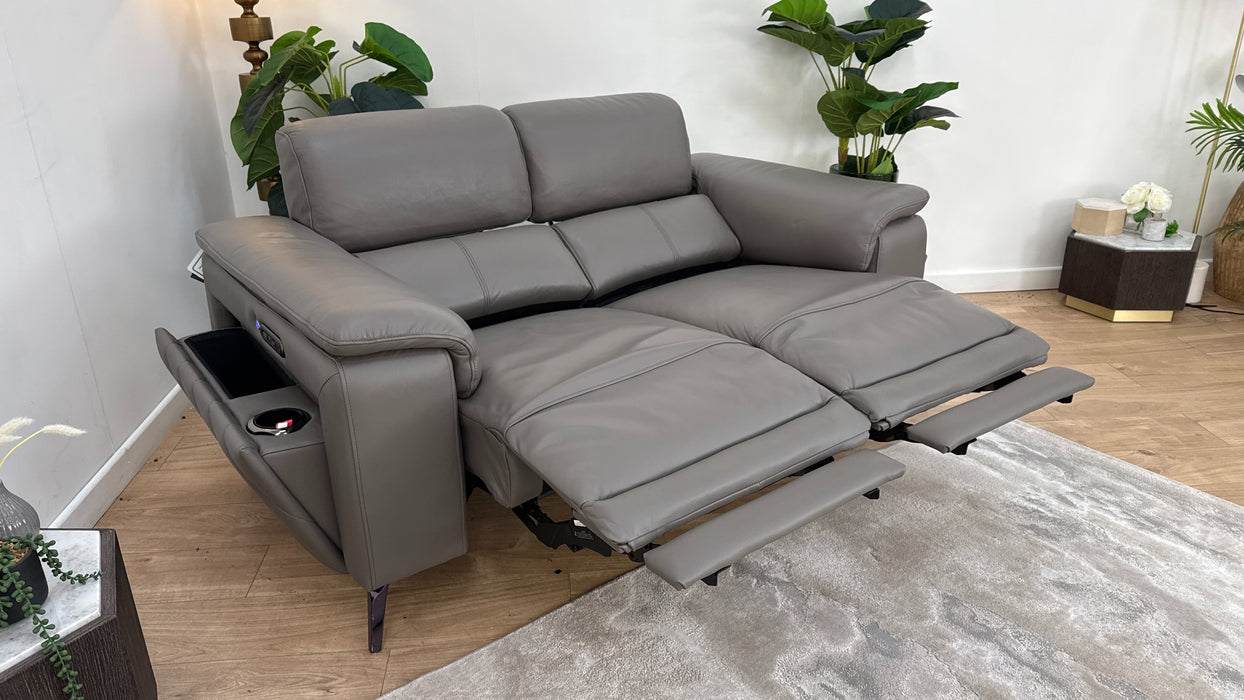 Sofology The Fratelli Leather 2 Seater Power Recliner/Headrest in Trusty Embossed Elephant