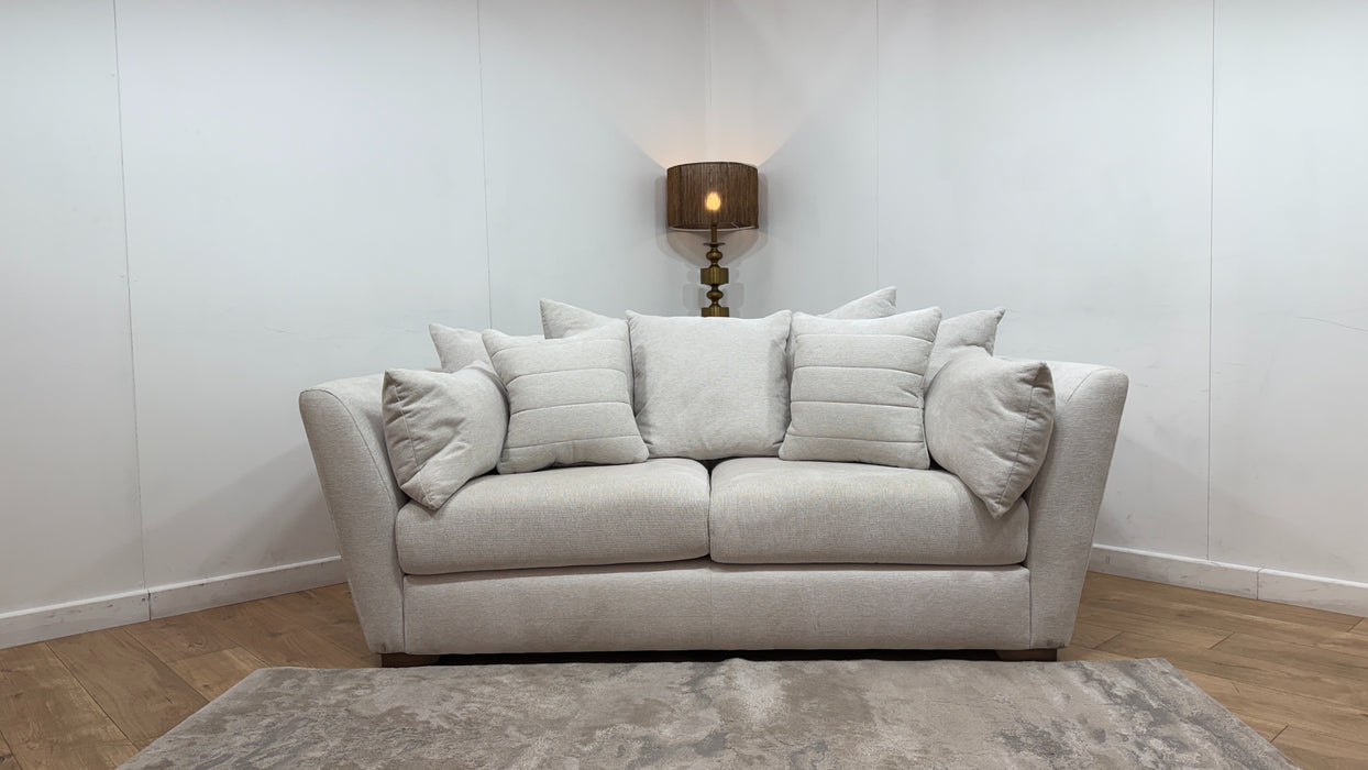 Sofology Calista Fabric 3 Seater Pillow Back no Fluting in Linen Look Chenille Mist