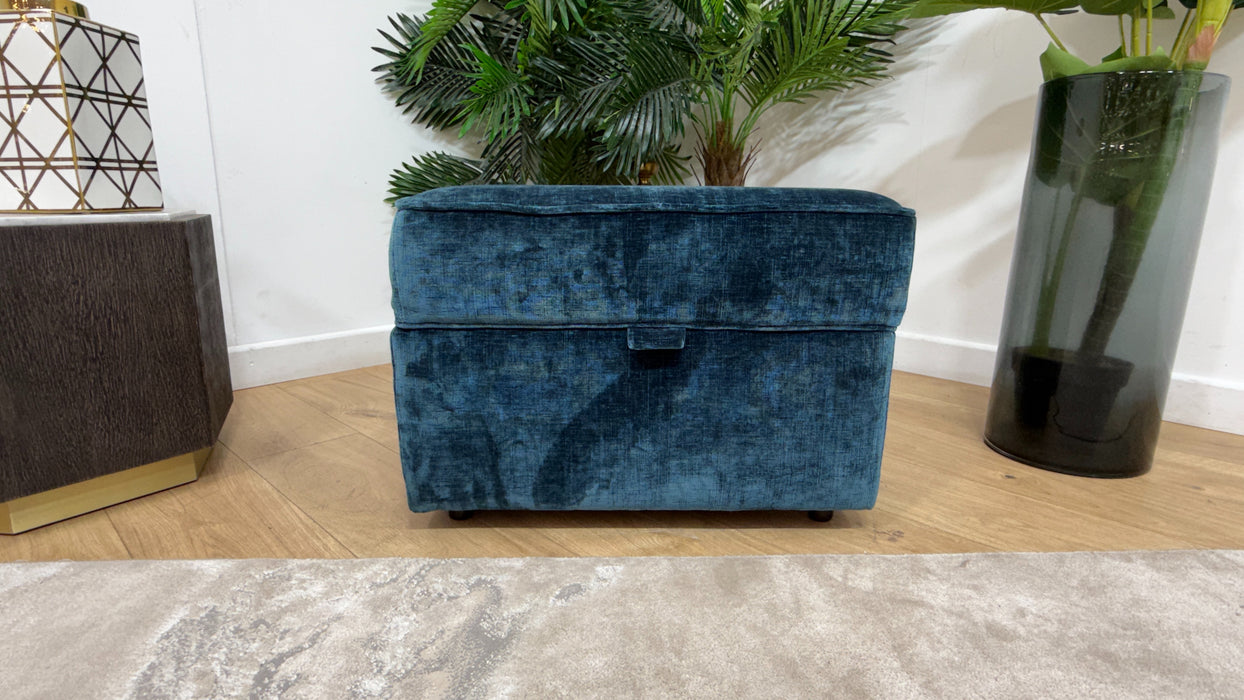 Sofology Georgio Fabric Storage Footstool Feather Flex Interior in Luxe Chenille Teal