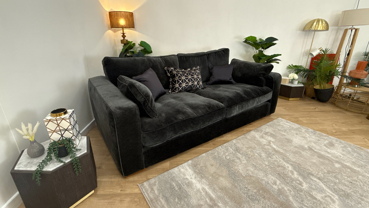 Sofology Cavalli 3 Seater Fabric Sofa in Deluxe Chenille Slate