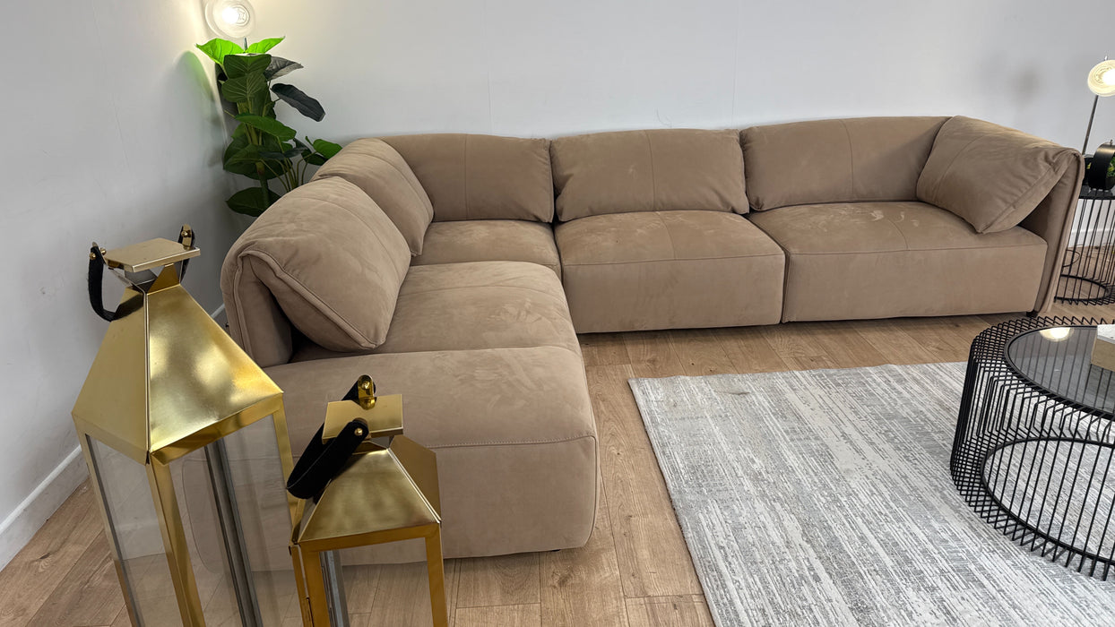 Tessuto 3 Corner 1 Chaise Sofa in Lifestyle Nubuck-Feel Fabric Camel