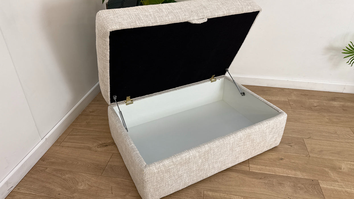 Sofology Cove Fabric Large Storage Footstool in Artisan Chenille Ecru