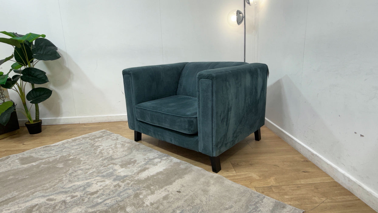 Sofology Fluted Isla Fabric Loveseat in Velluto Azure