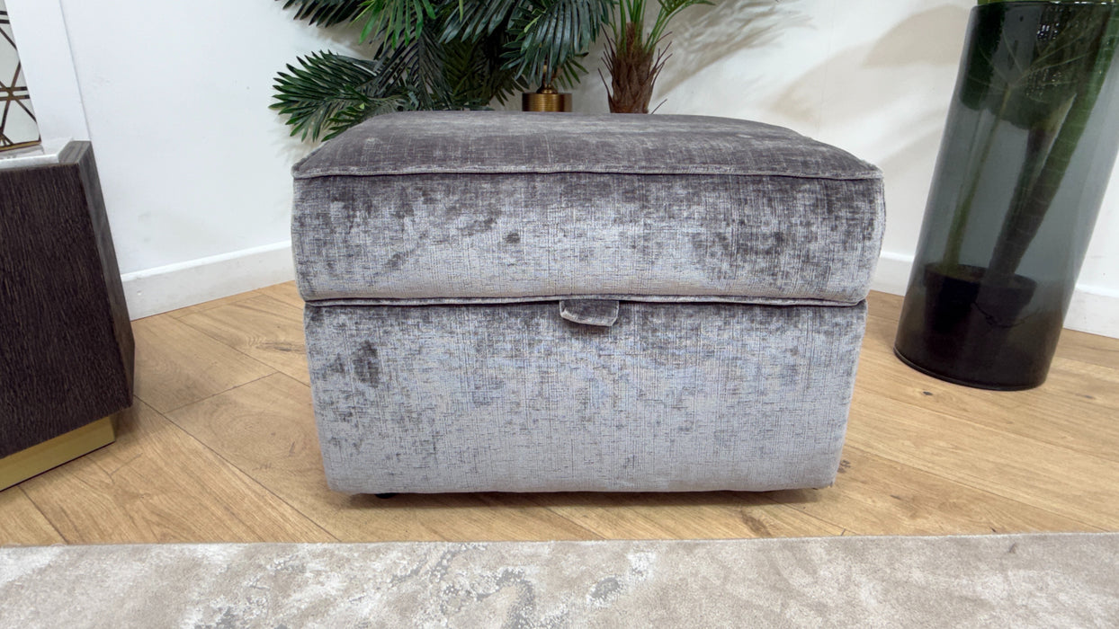 Sofology Georgio Fabric Storage Footstool Feather Flex Interior in Luxe Chenille Grey
