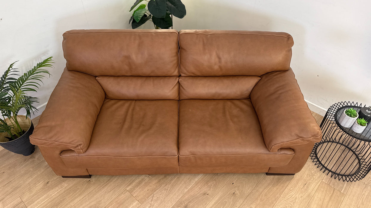 Santino 2 Seater - Leather Sofa - Apollo Tan