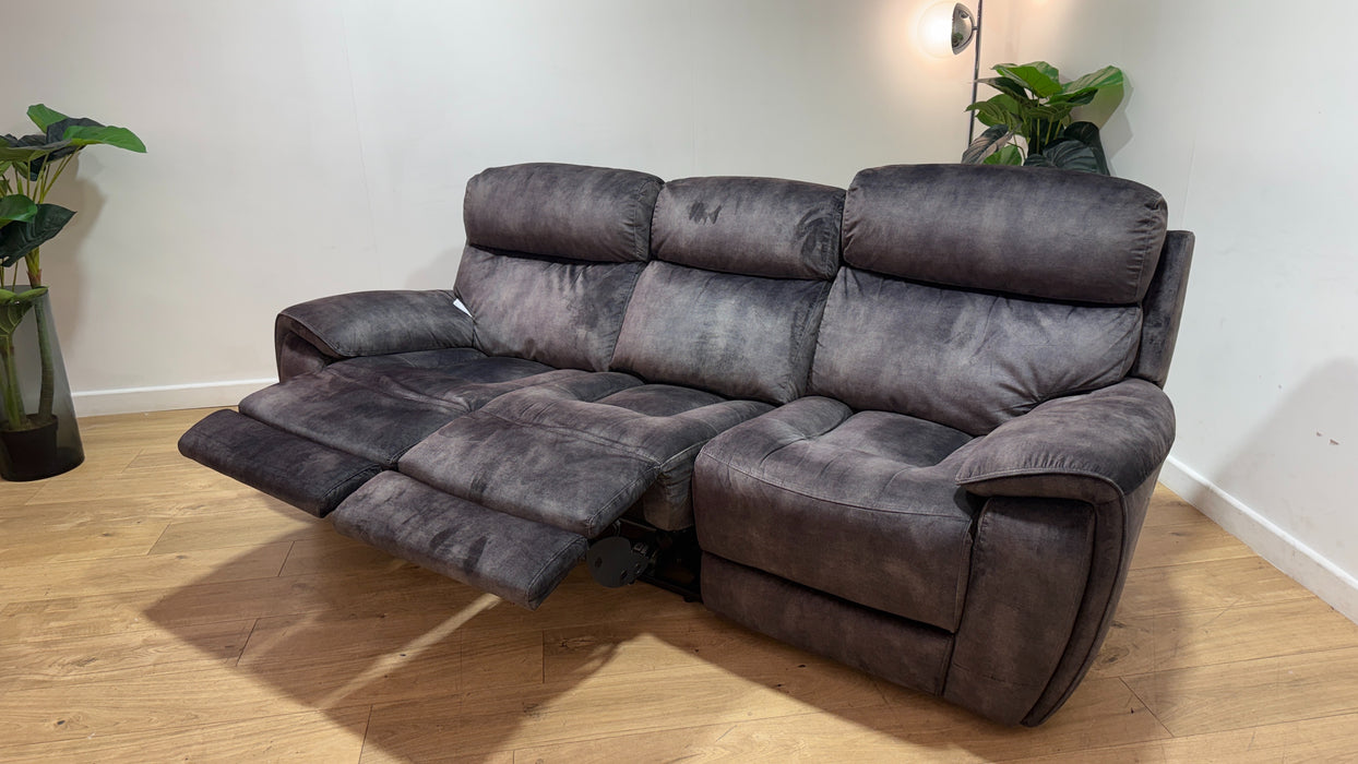 Sofology Radley Fabric 3 Seater Split Triple Power Recliner in Decent Charcoal