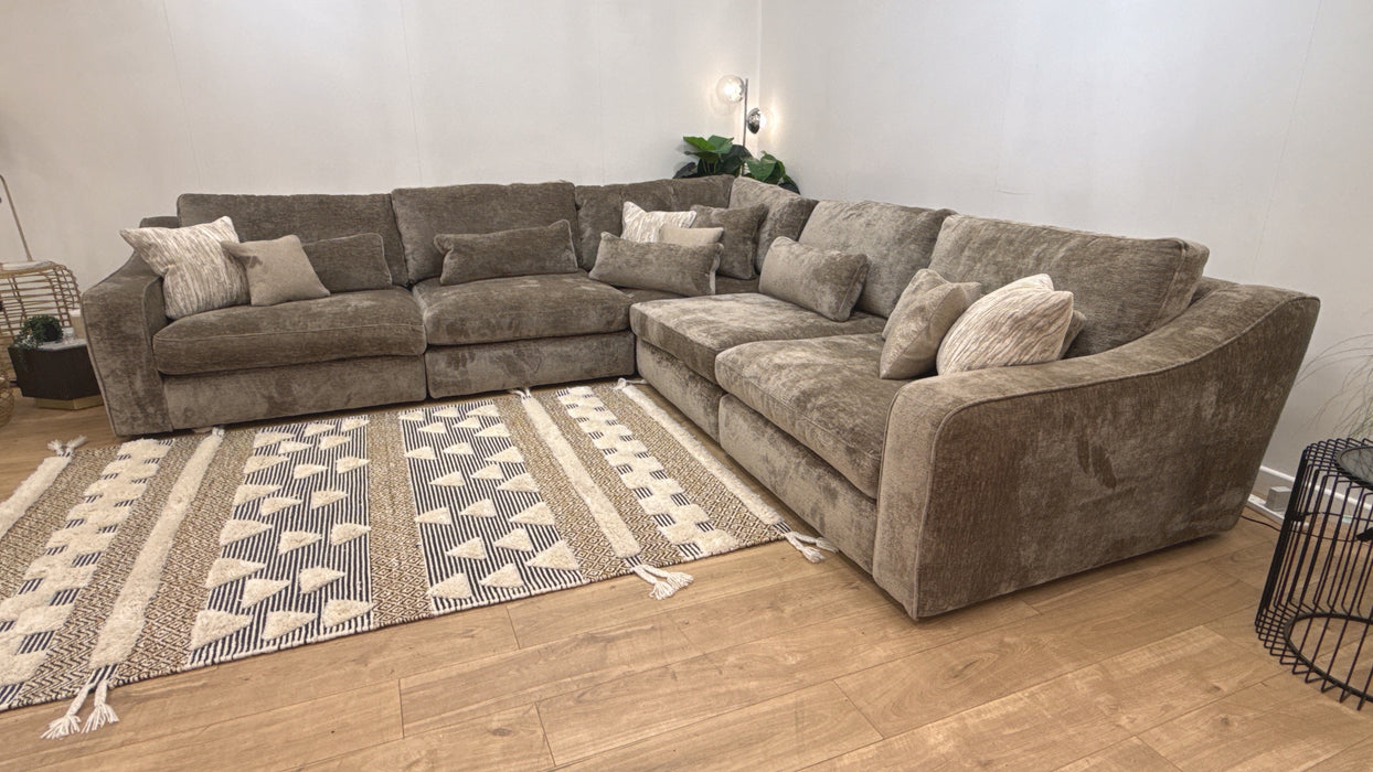 Sofology Bellagio Fabric 3 Corner 3 Reversible Feather Flex Seats in Chunky Luxe Chenille Fennel Mix