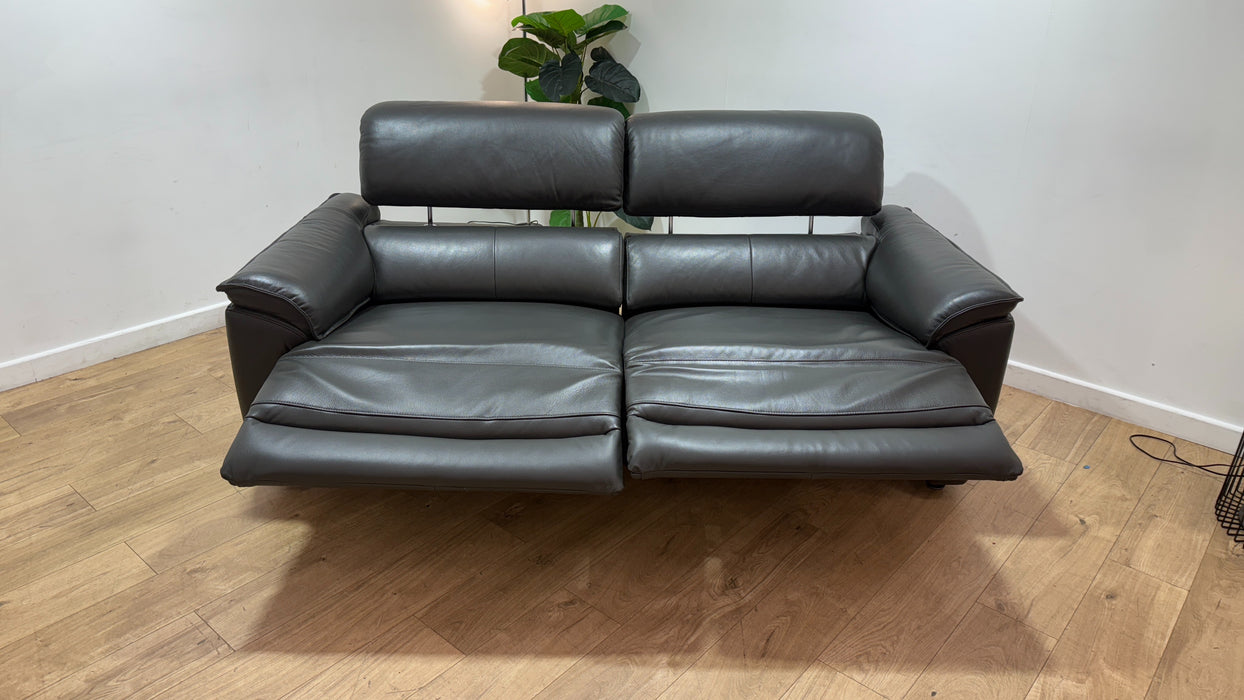 Sofology Hugo Leather 2.5 Seater Power Recliner/Headrest in Trusty Embossed Charcoal