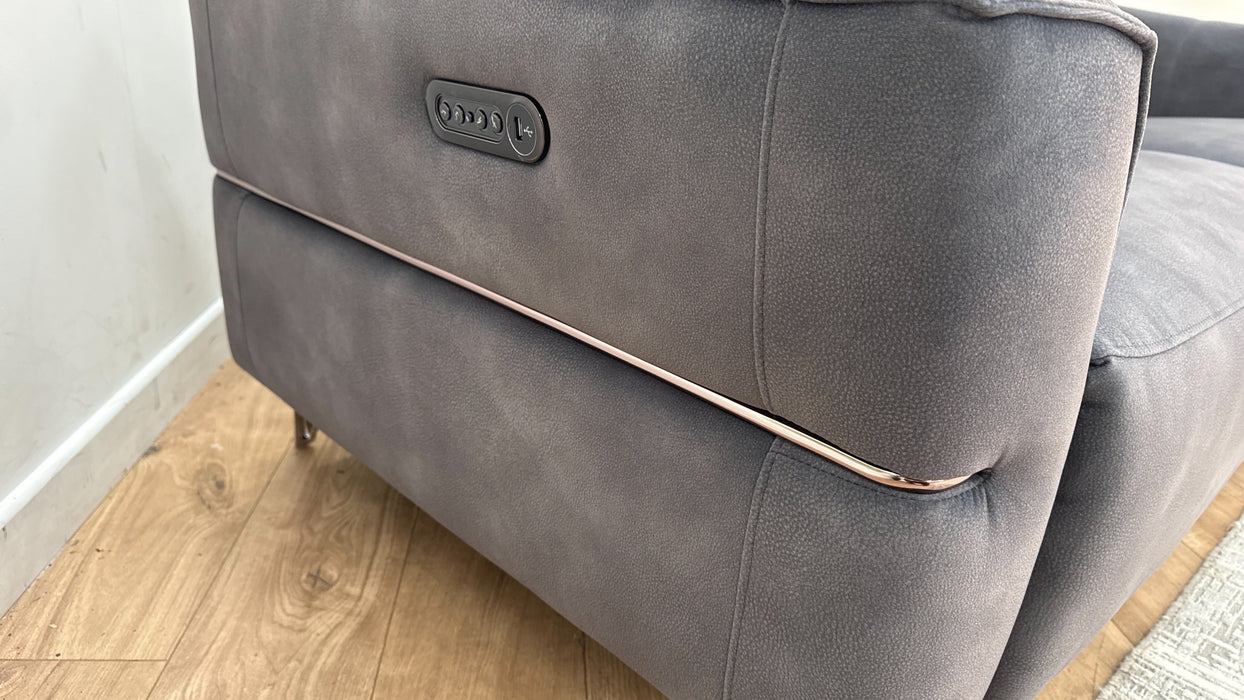 Sofology Dakota Fabric 3 Seater Power Recliner/Headrest in Lifestyle Mottled Charcoal