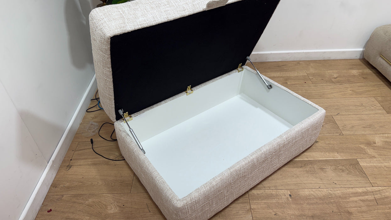 Sofology Cove Fabric Large Storage Footstool in Artisan Chenille Ecru