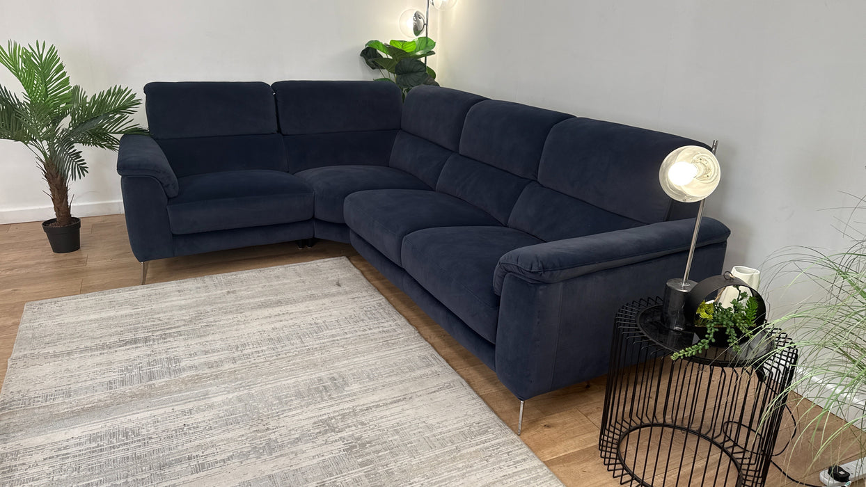 Sofology Illinois Fabric 1 Corner 2 in Lifestyle Mottled Navy Blue