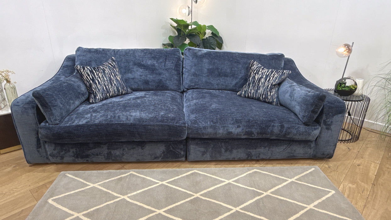 Sofology Bellagio Fabric 4 Seater Split Reversible Feather Flex Interior in Chunky Luxe Chenille Navy Mix