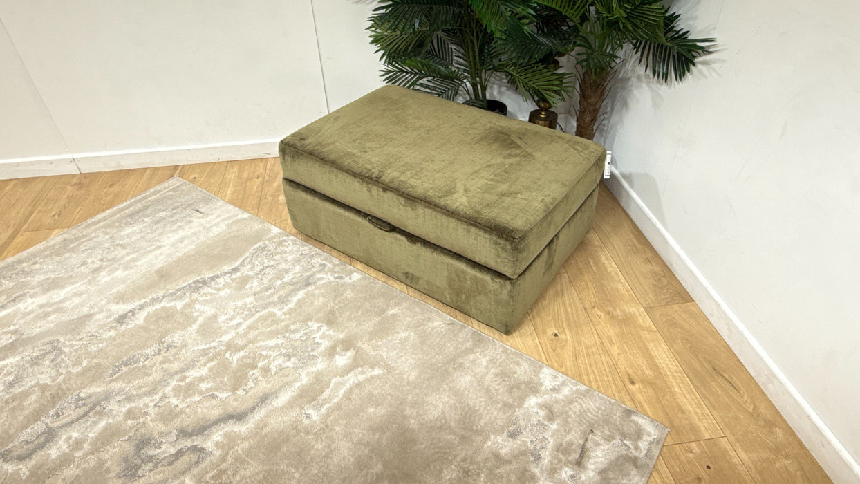 Sofology Regency Fabric Large Storage Footstool in Luxe Chenille Olive