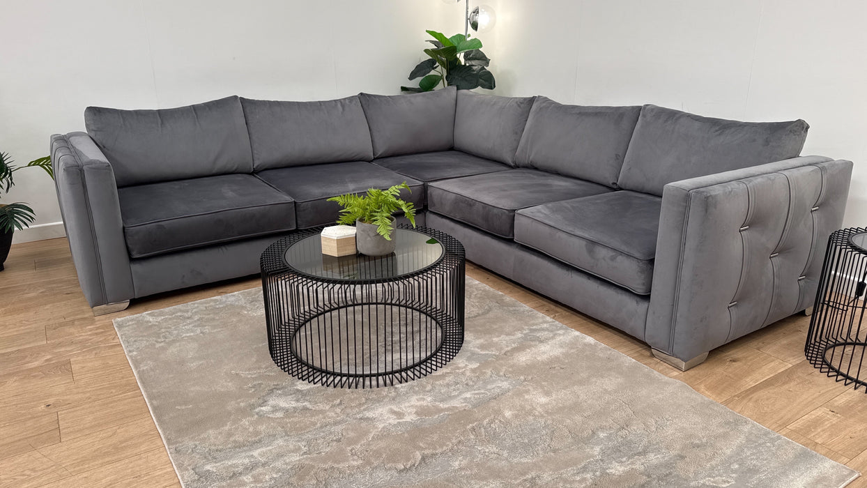 Sofology The Titan Fabric 2 Corner 2 Full Back in Festival Steel/Grey Mix