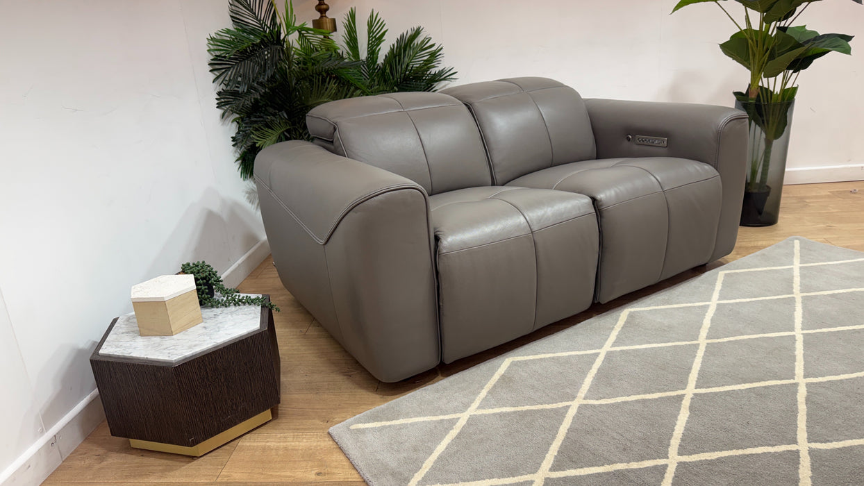 Sofology Riviera Leather 2 Seater Power Recliner/Headrest Heated Seats in Trusty Embossed Elephant