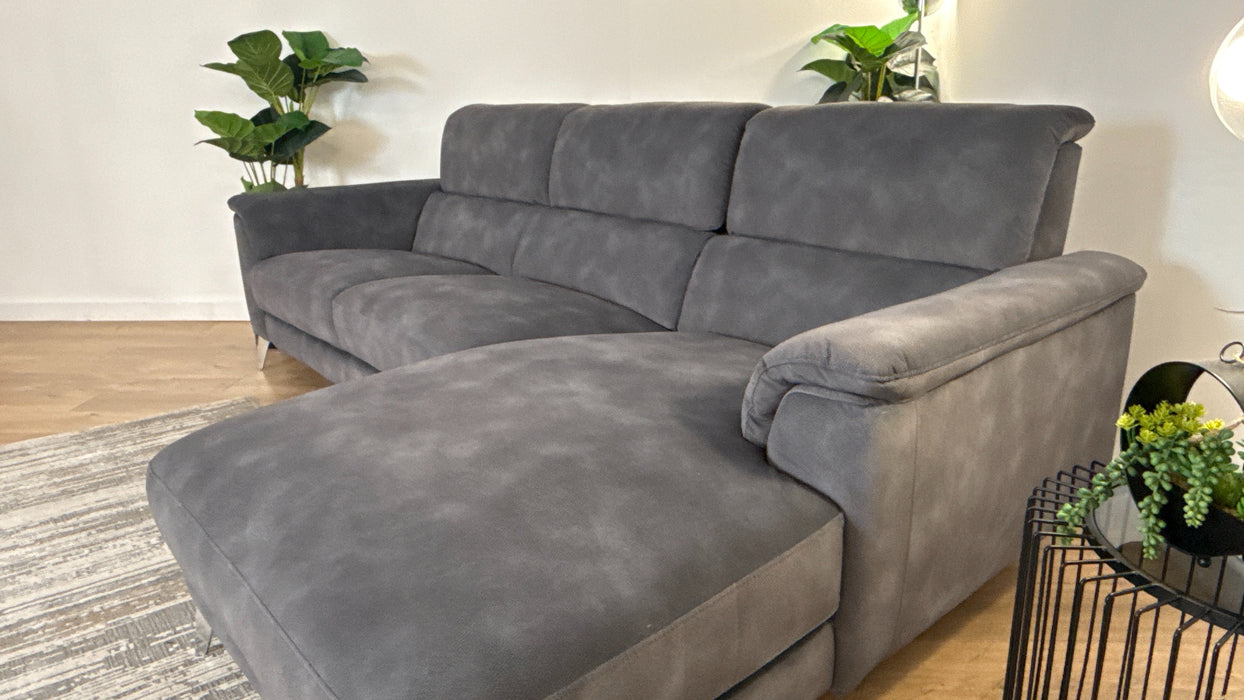 Sofology Illinois Fabric 3 Seater Chaise in Lifestyle Mottled Charcoal