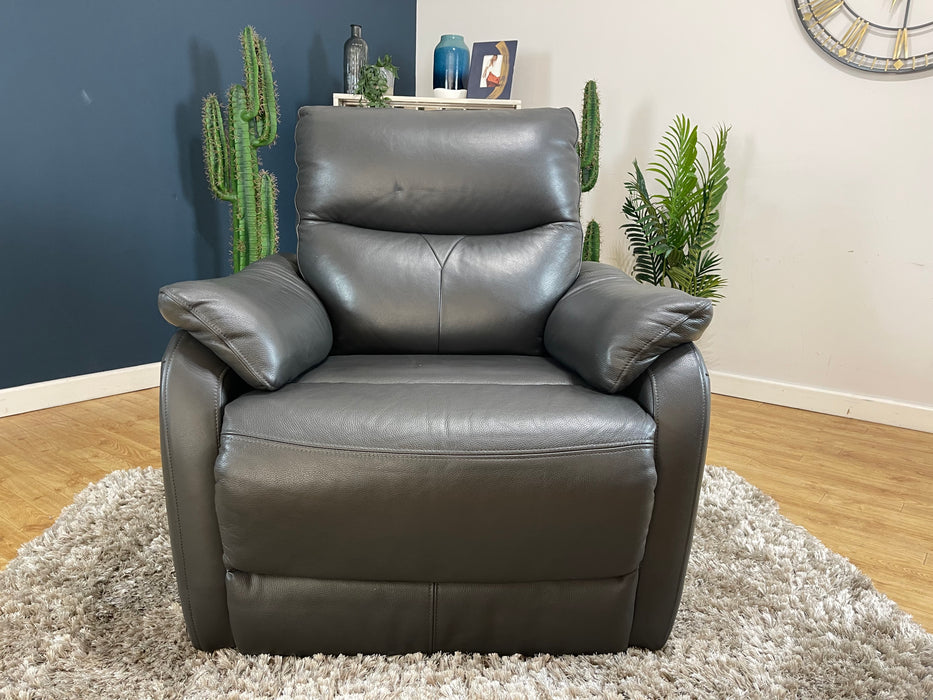 Albion Leather Chair Charcoal -  Manual Recliner (WA2)