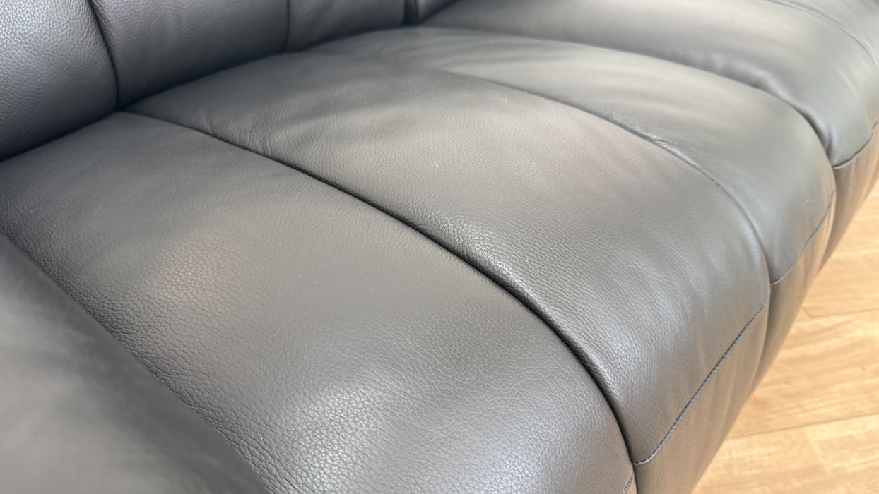 Sofology Paramount 2 Seater Recliner in Trusty Embossed Leather Jet Black