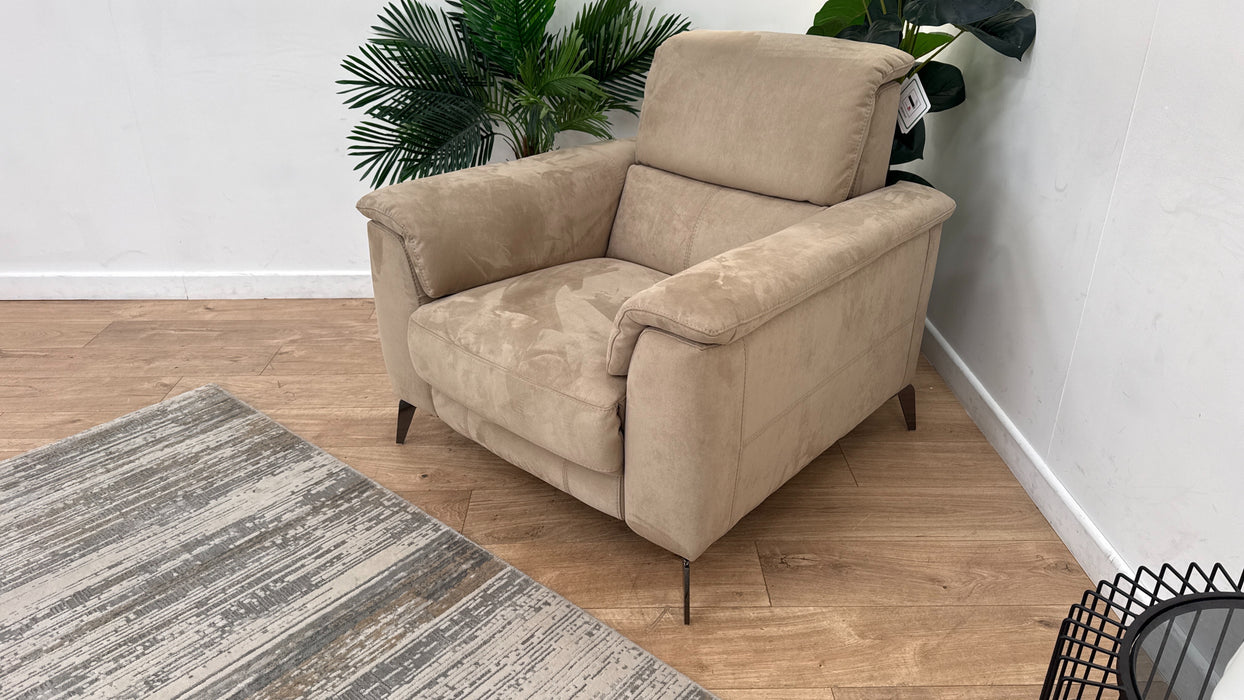 Sofology Illinois Fabric Chair Power Recliner/Headrest in Lifestyle Textured Taupe