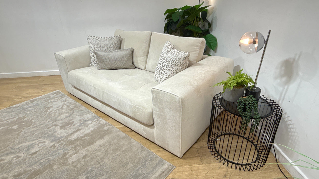 Sofology Ascot Fabric 3 Seater Bench Seat in Soft Sherpa Natural Mix