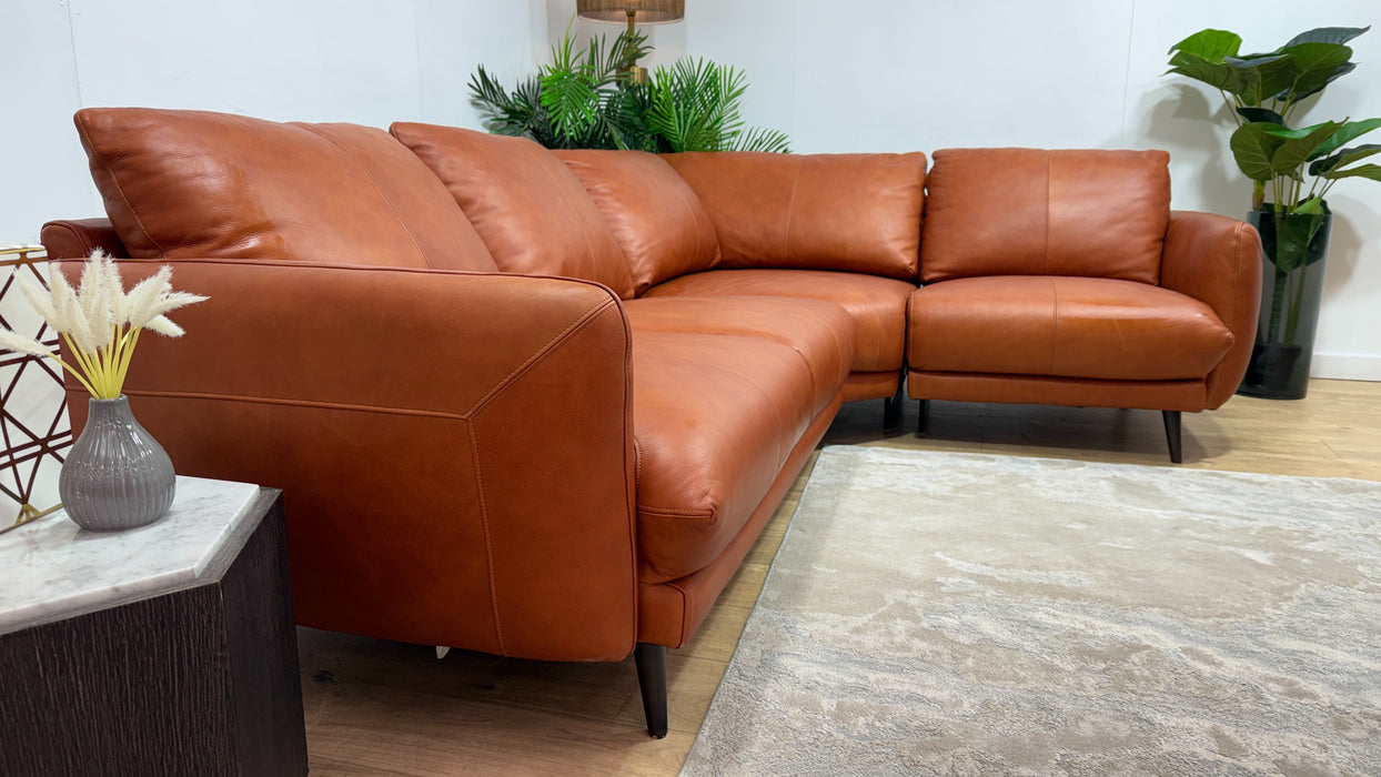Sofology Adler Leather 2 Corner 1 in Relaxed Soft Amber