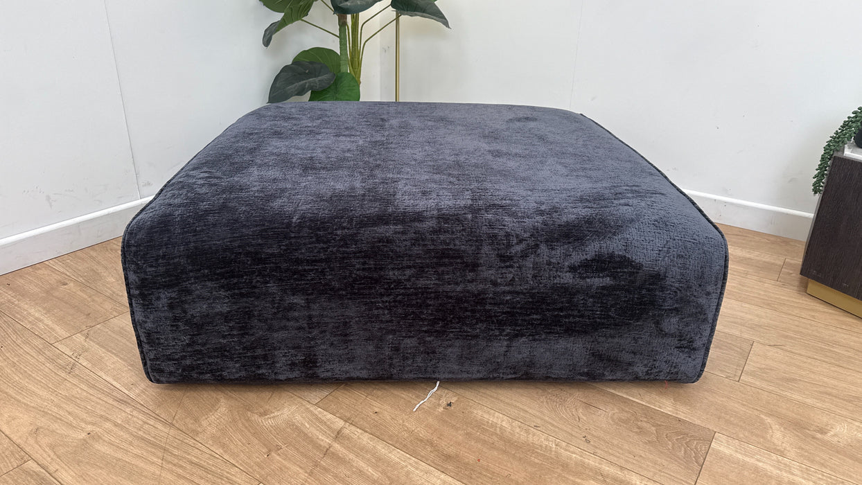 Sofology The Bellagio Fabric Footstool in Chunky Luxe Chenille Ink